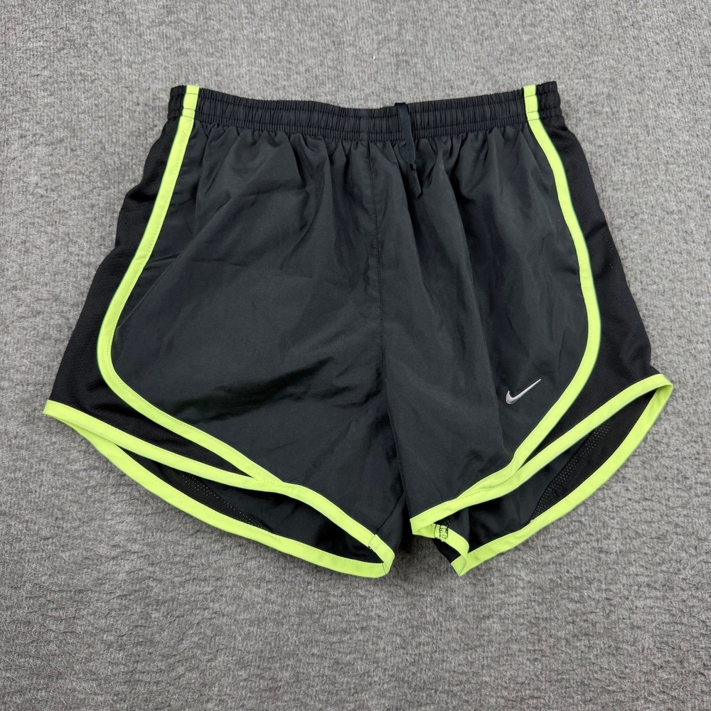 Nike Dri-FIT Tempo Running Shorts Black Neon‎ Yellow Women's XS Athletic Workout